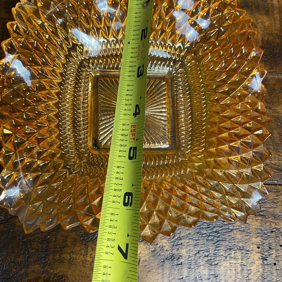 VTG FEDERAL GLASS YELLOW DIAMOND CUT DEPRESSION GLASS SQUARE CANDY TRINKET DISH - Picture 6 of 13